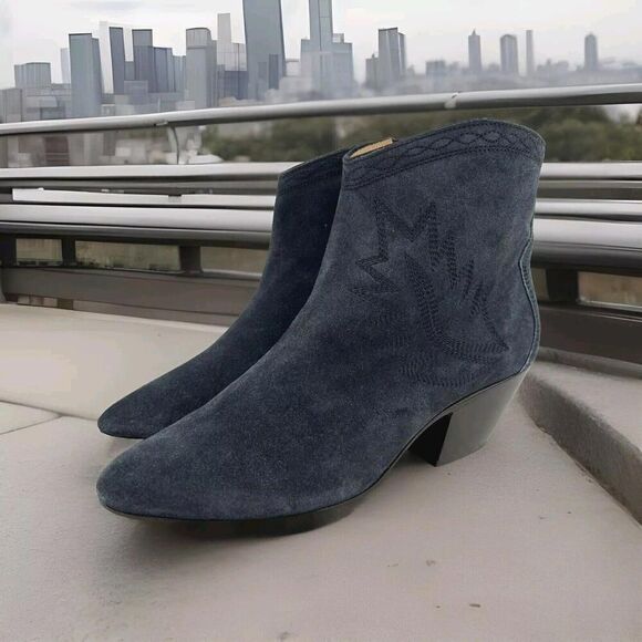 Isabel Marant dacken embroidered suede ankle boots US 7 Dark Midnight Western - Picture 1 of 10